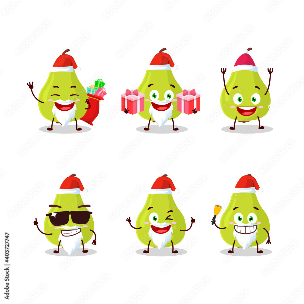 Santa Claus emoticons with green pear cartoon character