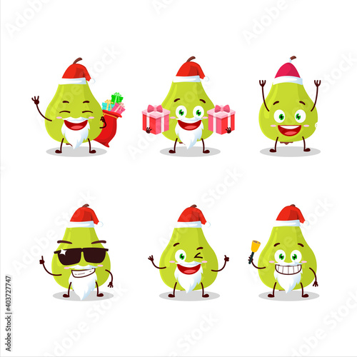 Santa Claus emoticons with green pear cartoon character