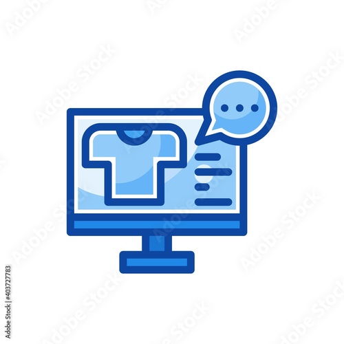 Fashion blog icon in filled line style. Beauty blogging. Clothing review. Online fashion. Thematic internet community. Social media, blogging. The vector is isolated on a white background.