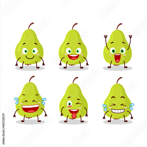Cartoon character of green pear with smile expression