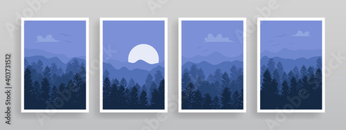 minimalist forest wall arts. Abstract art and shape element. Design for wall decoration, art print, postcard, poster or brochure cover design. Vector illustration.