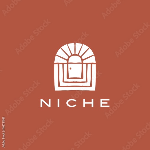 boho niche door french curve logo vector icon illustration