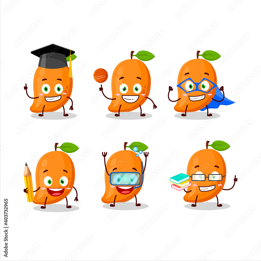 School student of mango cartoon character with various expressions School student of mango cartoon character with various expressions