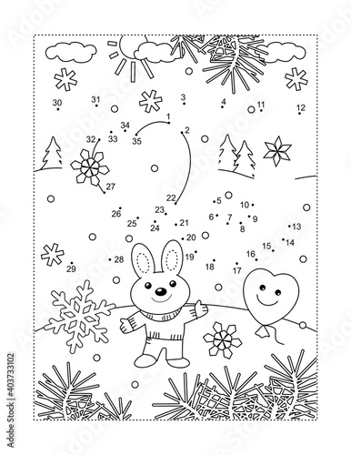 Valentine's Day "I Love You" hidden text full page connect the dots puzzle and coloring page
