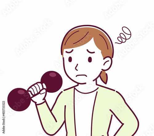 Young woman in a cardigan_Dumbbell