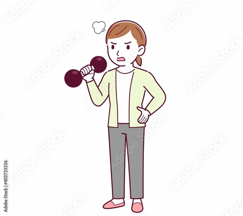 Young woman in a cardigan_Dumbbell