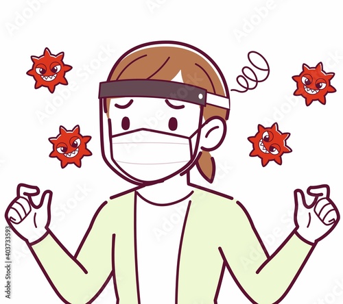Young woman in a cardigan_faceguard