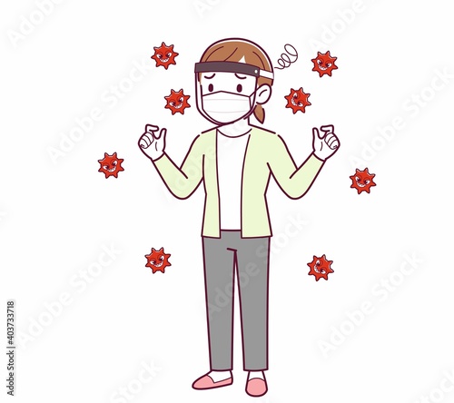 Young woman in a cardigan_faceguard