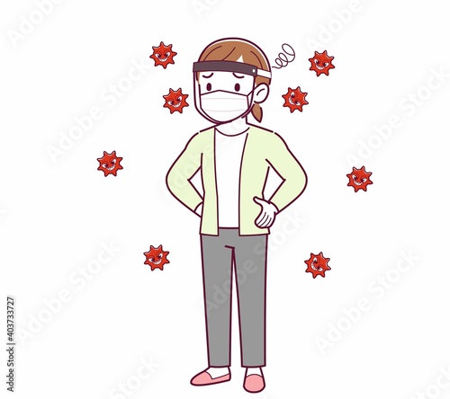 Young woman in a cardigan_faceguard