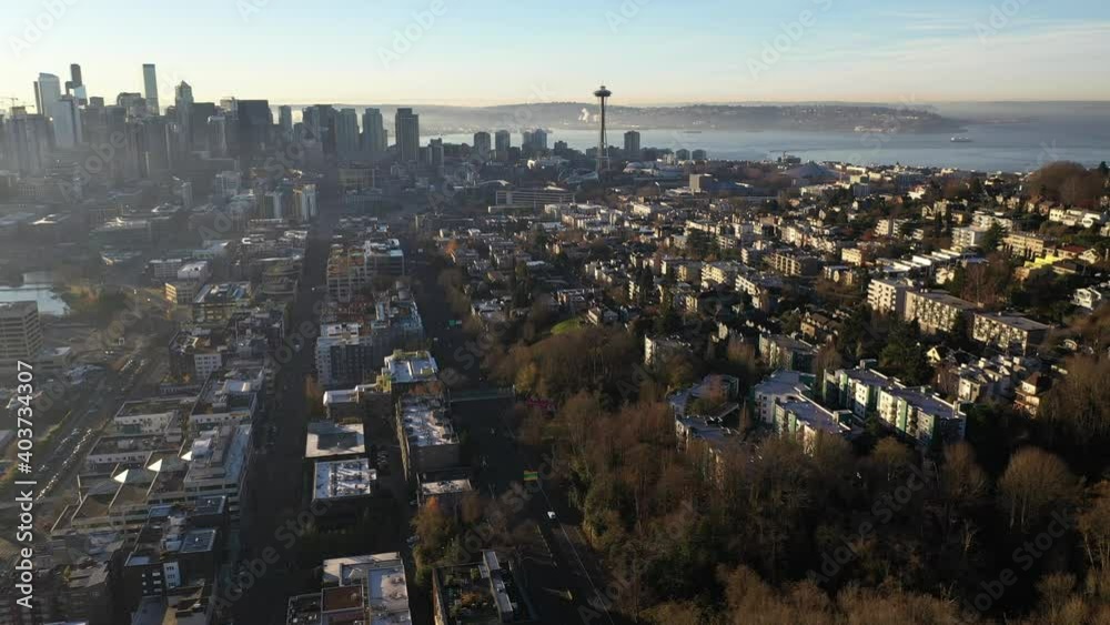 Cinematic tracking drone footage of East Queen Anne, Queen Anne, Lower ...