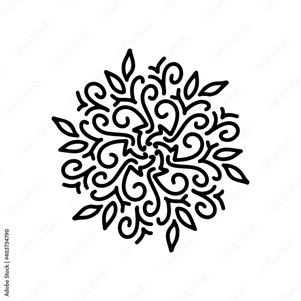Fototapeta premium Abstract mandala ornament. Snowflake pattern. Black and white authentic background. Vector illustration.