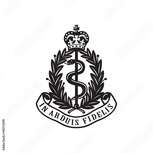 Royal Army Medical Corps or RAMC Badge Retro Black and White
