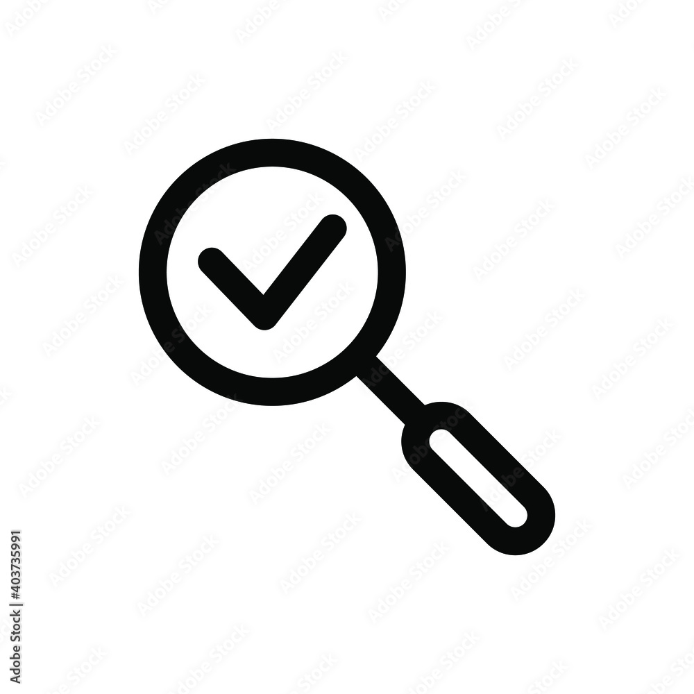 Magnifying glass with check mark icon Magnifying glass with check mark icon