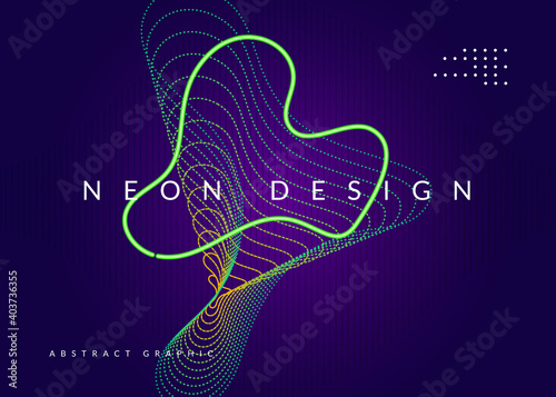 Sound flyer. Cool show cover design. Dynamic fluid shape and line. Neon sound flyer. Electro dance music. Electronic fest event. Club dj poster. Techno trance party.