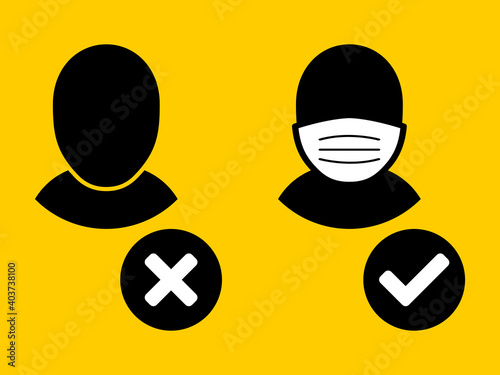 Face Masks Required or Wear a Mask Sign. Vector Image.