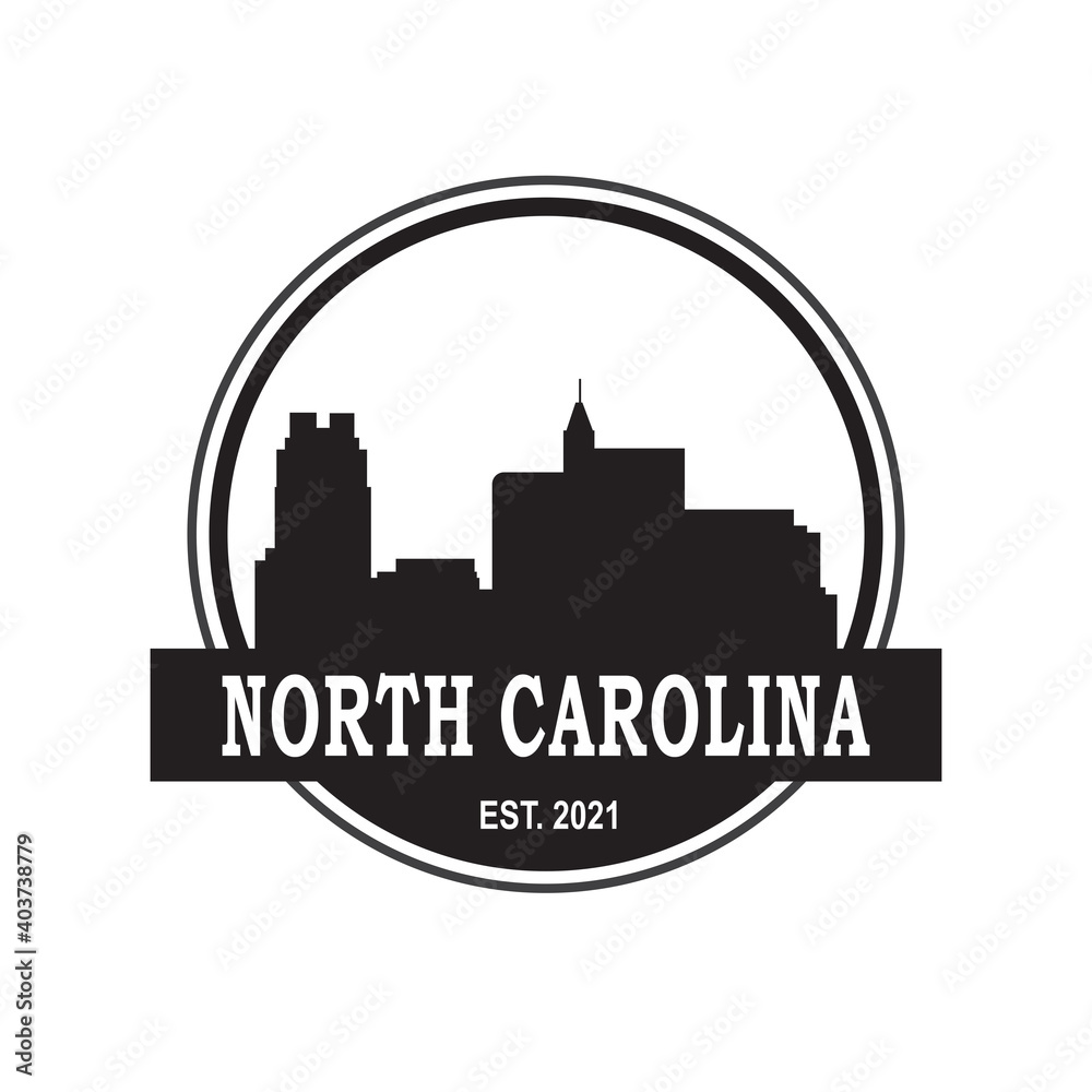 north carolina skyline silhouette vector logo