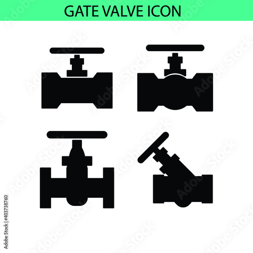 Gate valve icon set, vector eps 10