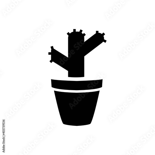 cactus plant pot icon glyph style vector
