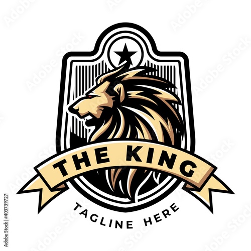 illustration of a roaring lion with detailed drawn shadow