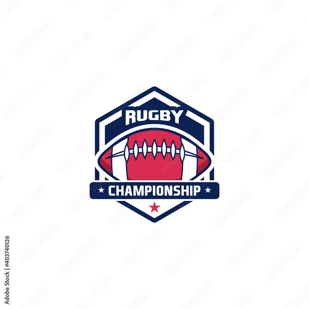 Rugby club emblem. American Football badge shield logo, Rugby ball team game club elements, Vector Logo Illustration Fit to championship or team