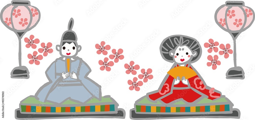 ひなまつり雛人形手書きイラスト Stock Illustration Adobe Stock