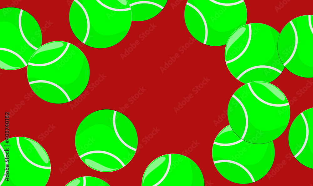 A group of tennis balls. Game, sport, betting and competition. Space in the center of the design.