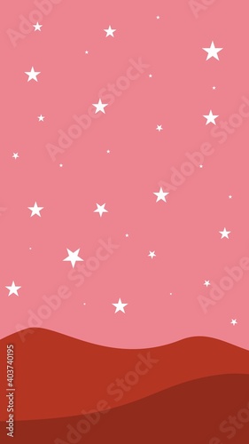 Fototapeta Naklejka Na Ścianę i Meble -  The view of the stars and the moon at dusk into the night. The concept of mountains and sky. Perfect for story media social natural background and wallpaper