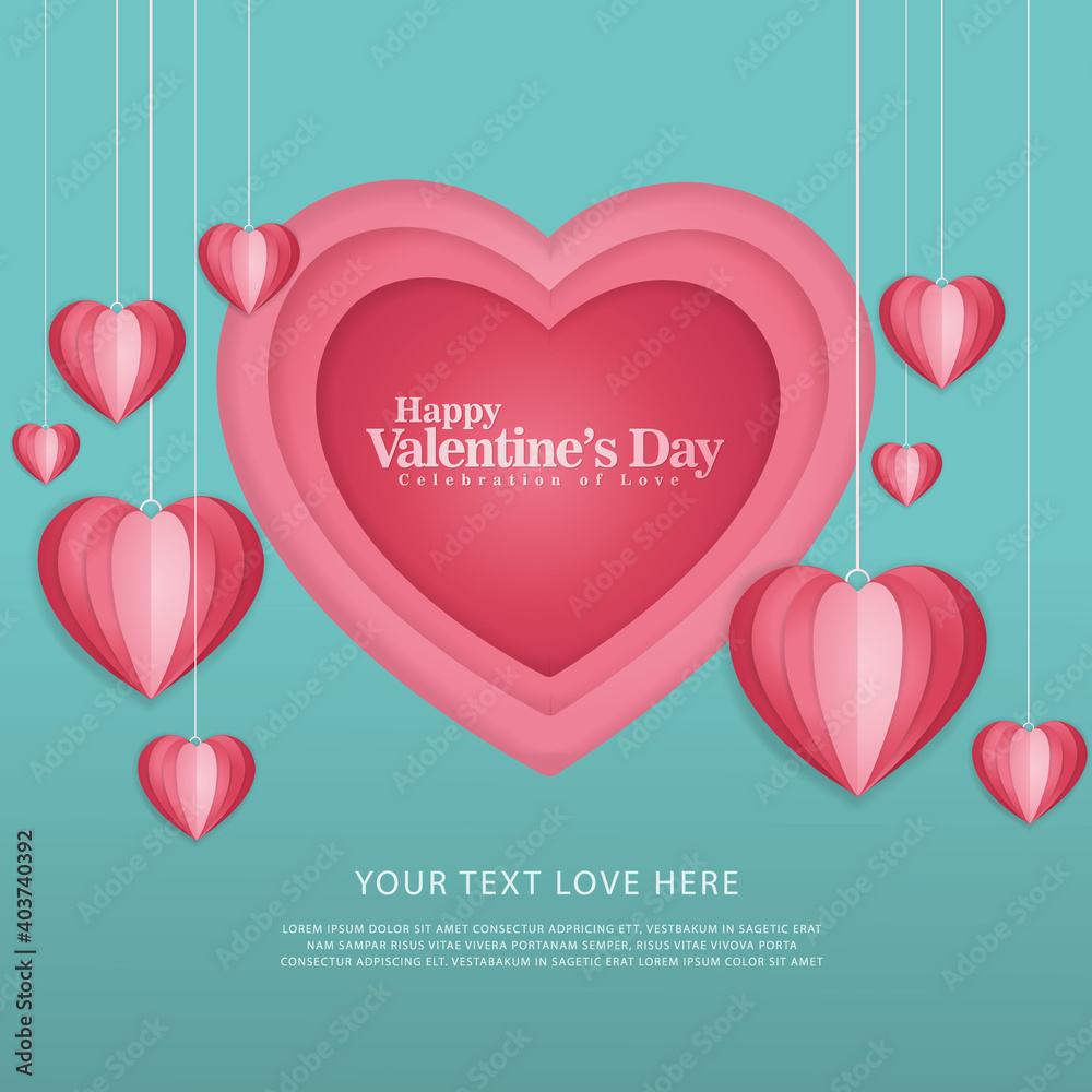 Happy valentines day typography vector design template