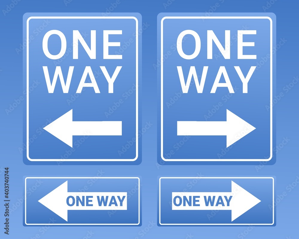 Set of one way sign. Signpost. Illustration vector Set of one way sign. Signpost. Illustration vector