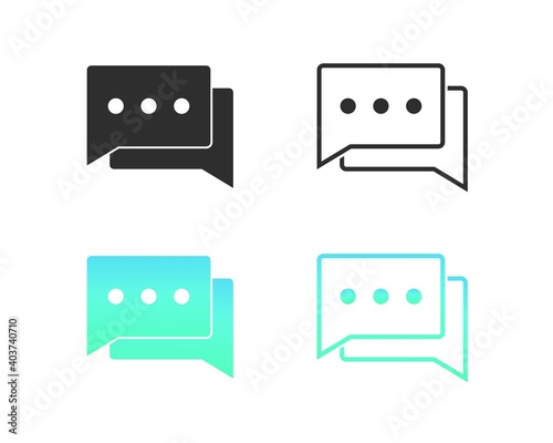 Set of message icon. Two chat square speech message bubbles with three dots. Comment or chat icon. Communication concept. Illustration vector