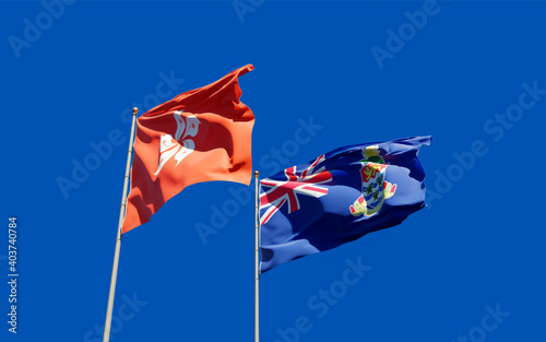 Flags of Hong Kong HK and Cayman Islands.