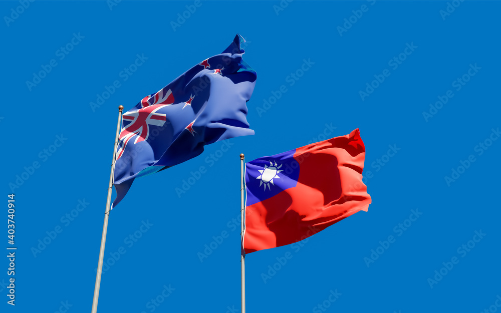 Flags of New Zealand and Taiwan. Flags of New Zealand and Taiwan.