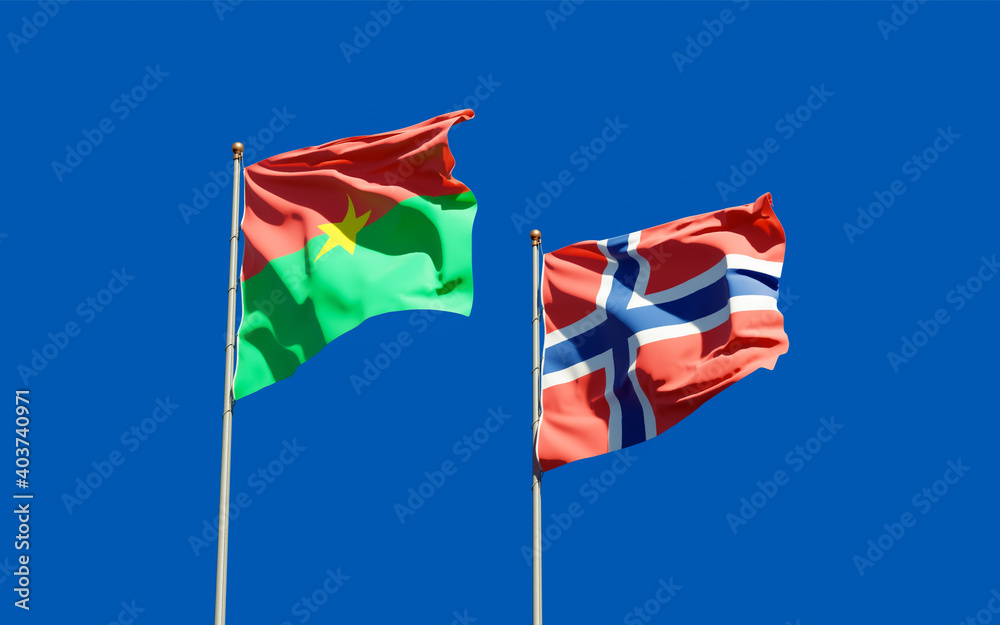 Flags of Norway and Burkina Faso. Flags of Norway and Burkina Faso.