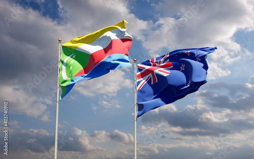 Flags of New Zealand and Comoros. © Leo Altman