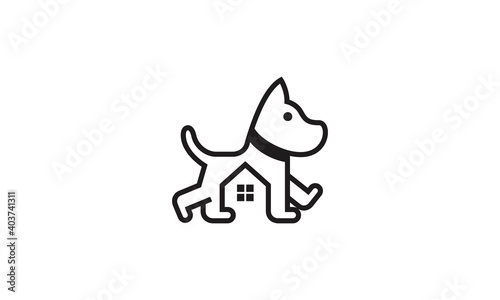 Creative Vector Illustration Logo Design.  Dog House Home Building Concept.