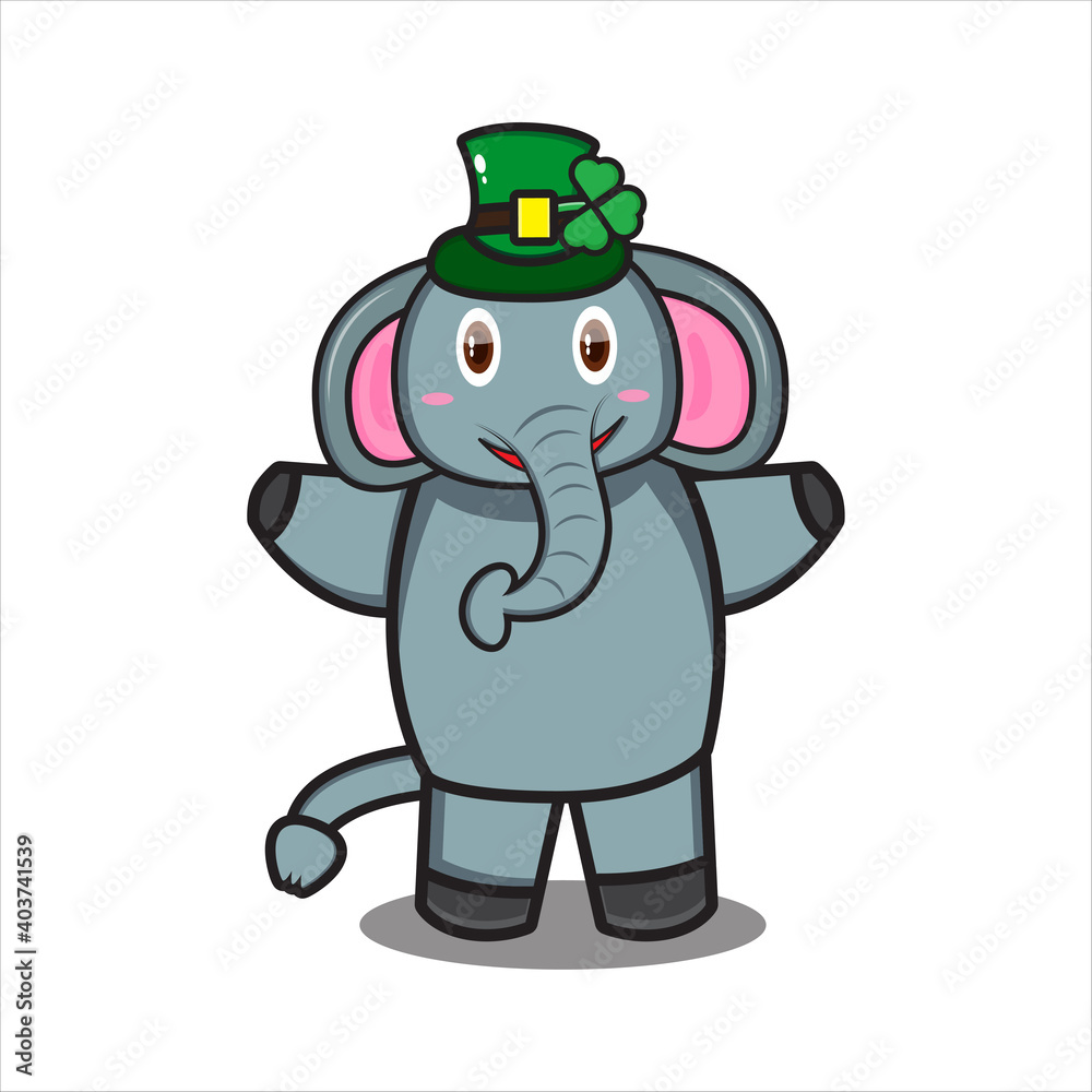 Obraz premium mascot elephant wearing saint patrick hat vector design eps 10
