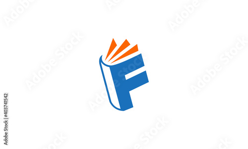 Creative Vector Illustration Logo Design. Initial Letter F Book Concept.