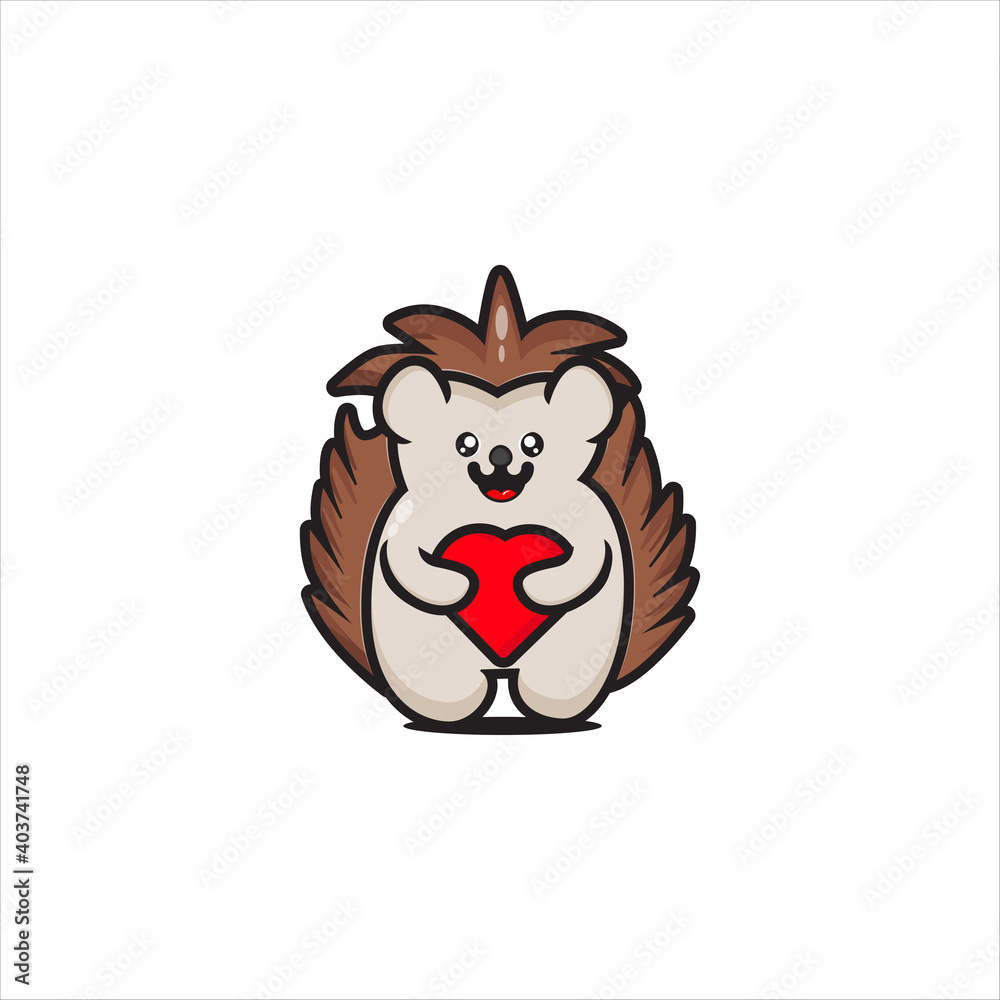 Obraz premium cute hedgehog mascot with love vector design eps 10