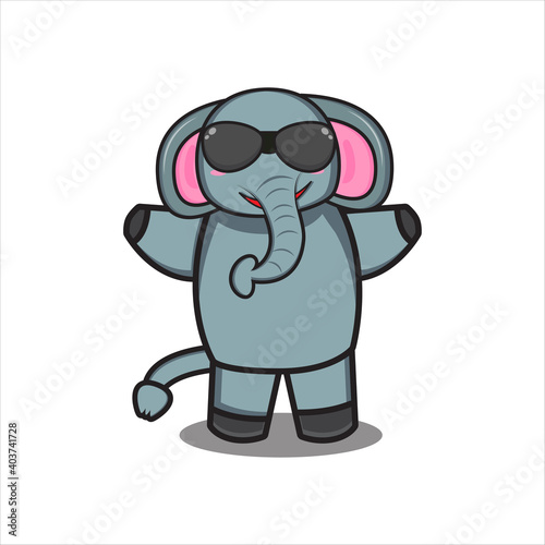 cute elephant mascot wearing glasses vector design eps 10