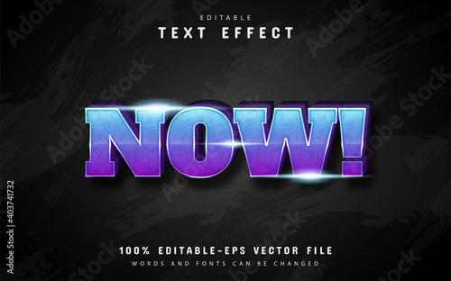 Now text effect with blue purple gradient