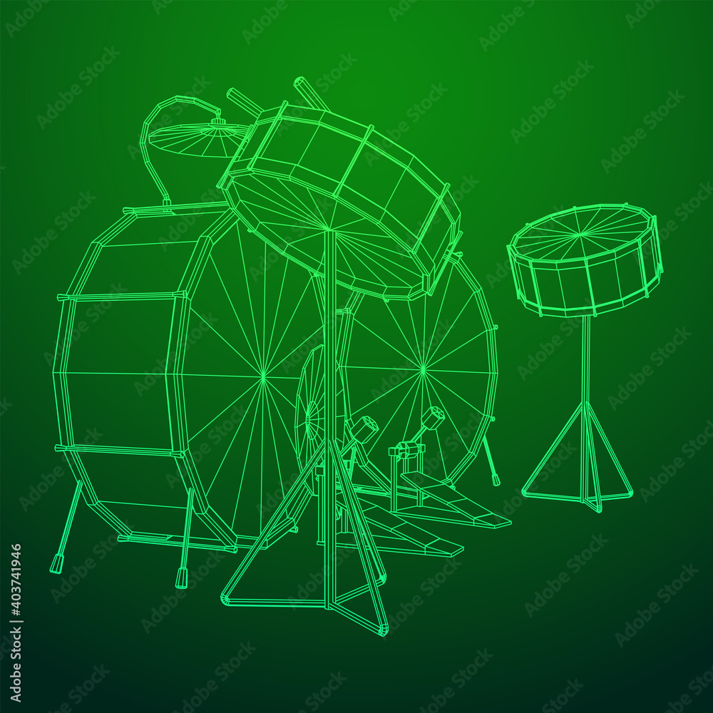 Musical instruments set. Rock band drum kit. Percussion musical instrument Musical instruments set. Rock band drum kit. Percussion musical instrument