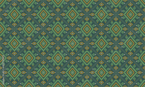 Embroidered ethnic seamless pattern. tribal motifs. Vector illustration.