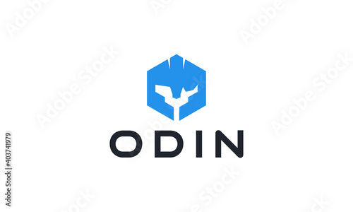 Creative Vector Illustration Logo Design. Odin Helmet Concept.