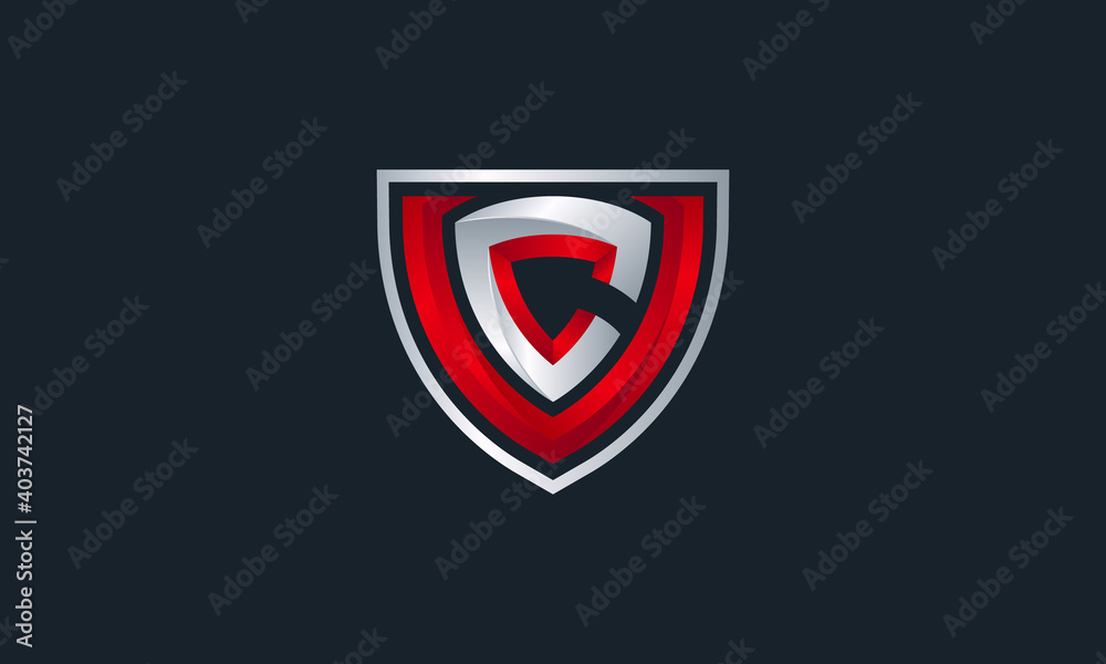 Creative Vector Illustration Logo Design. Initial Letter V and C with Shield Concept.