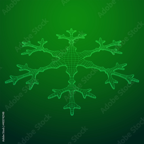 Snowflake Wireframe low poly mesh