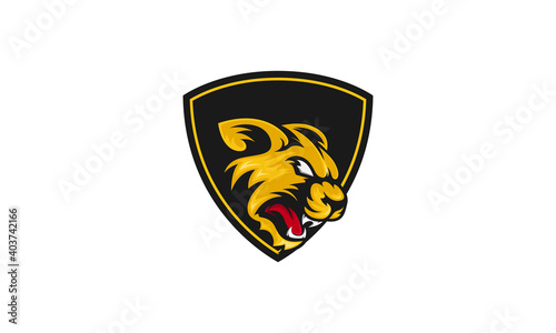Creative Vector Illustration Logo Design. Wolf Head Shield E-Sport Concept.