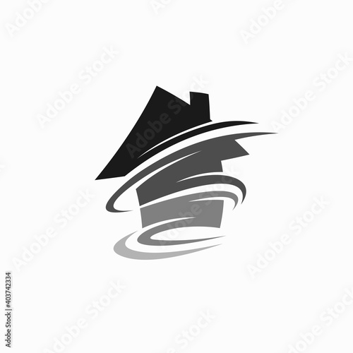 Home with hurricane vector logo