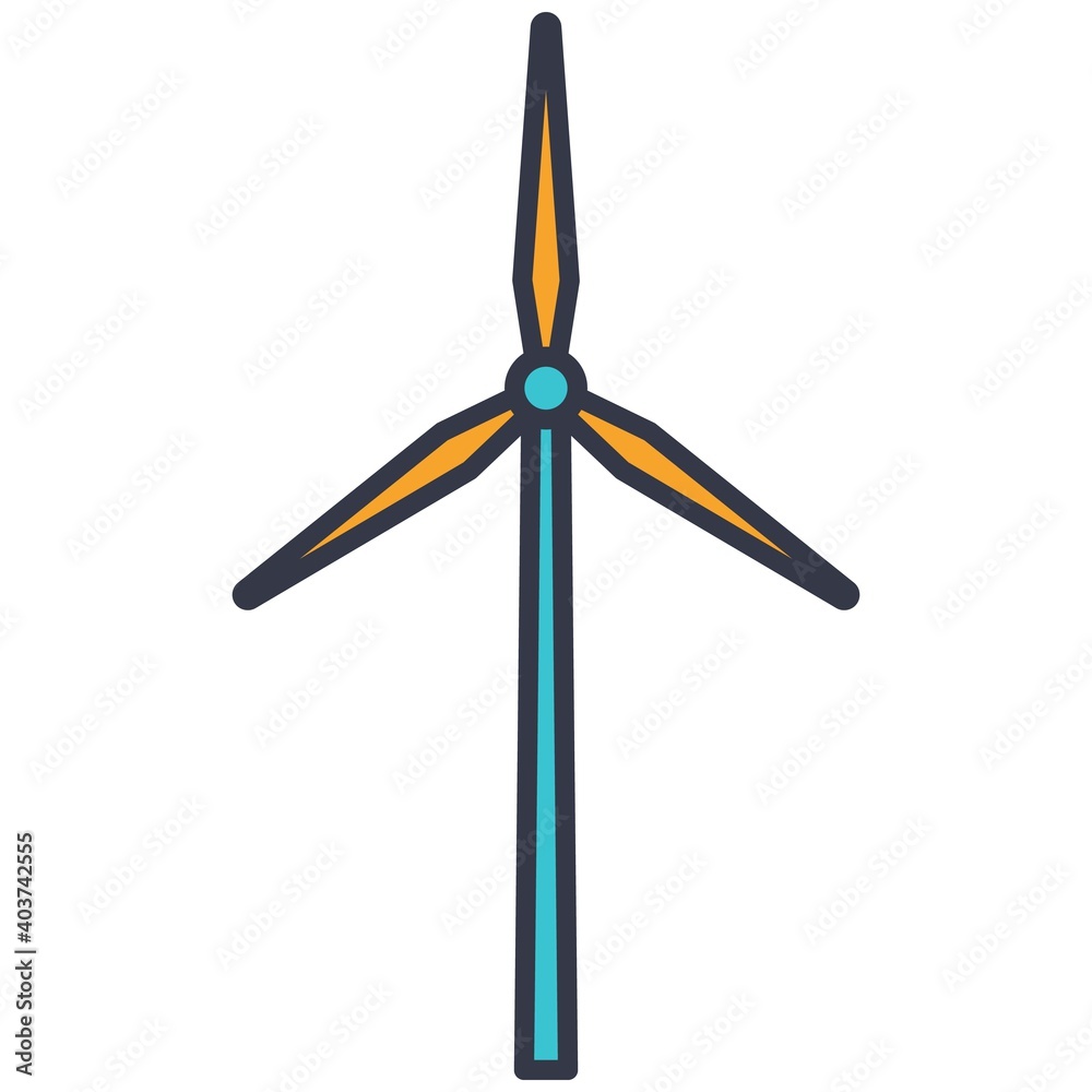 Windmill turbine generated wind energy vector icon Windmill turbine generated wind energy vector icon