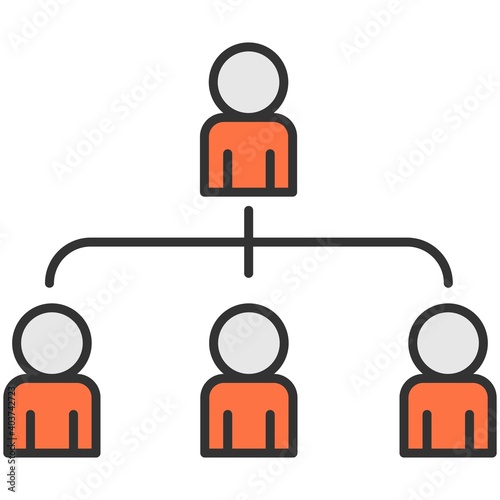 Business people network and pyramid hierarchy flat vector icon