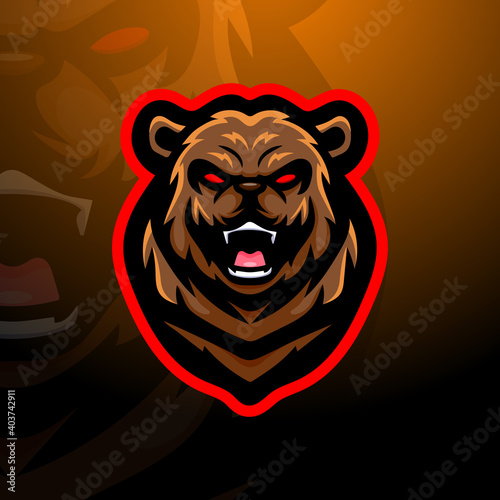 Bear head mascot esport logo design